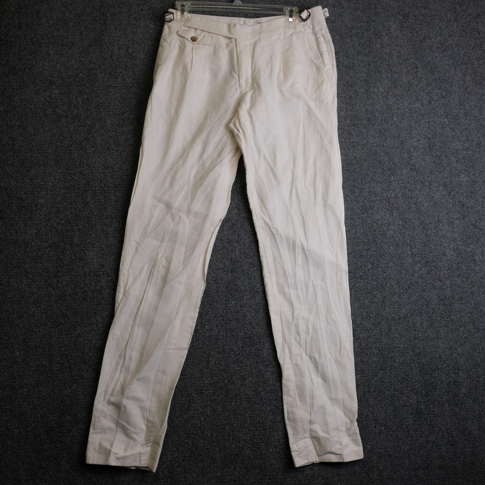 Suitsupply Pants Mens 30x34 Beige Linen Pleated Dress Casual Business Office